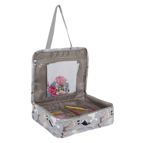 Image of Hobby Gift Project Case Sewing and Yarn Storage Bag with Internal Pockets Handles and Organiser Inserts for Knitting Crochet Craft Classes and Travel