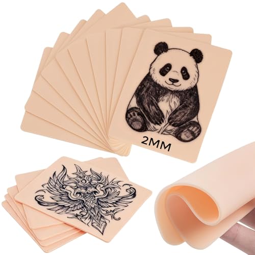 YONGDA 2MM Tattoo Practice Skin 10 Pack Double Sided Reusable Fake Skin