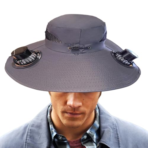 Sombrero de cubo - Sombrero de ventilador accionado por energía solar - Sombrero de pesca de ala ancha | Resistente a los rayos UV Portable, con energía solar con 3 velocidades para entrenamiento