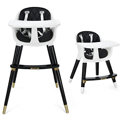 LIFEZEAL 2 in 1 Baby-Hochstuhl, Hochstuhl mit verstellbarer Höhe, Ess-Hochstuhl mit Tablett und Gurt Cover