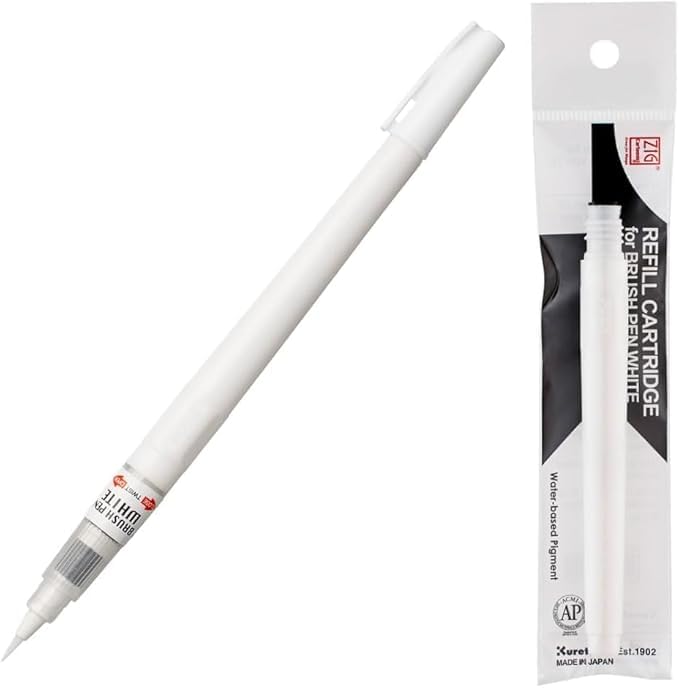 Amazon.com: Kuretake Zig Brush Pen White & Cartridge set, for Amazon.com: Kuretake Zig Brush Pen White & Cartridge set, for