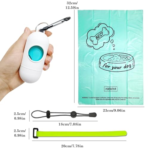 Image of 2 Pack Dog Poop Bag Holder with 2 Rolls of Blue Leak-Proof Dog Waste Bags Poop Bag Dispenser with Leash Clip Key Ring Poop Bag Holder with Adjustable Straps and Elastic Rope(White,2 Holder 30 Bags)