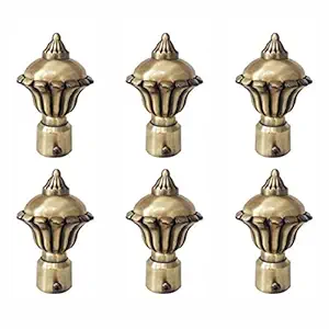 Ferio Antique Brass Alloy Zinc Round Curtain Finials Beautiful For Window And Door1 Inch Curtain Rod Holder Pack Of 6 Pcs(3 Pair), Lightweight