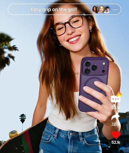 Image of FNTCASE for iPhone 17 Pro Case: [Compatible with Magsafe] Translucent Matte Cases with [Full Camera Protection] [Screen Protector] Military Grade Shockproof Protective Phone Cover - Purple