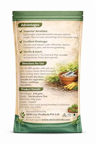 Image of Perlite for Plants | Horticulture Grade Soil Conditioner for Gardening, Terrace & Nursery | Improves Drainage & Aeration (250g)