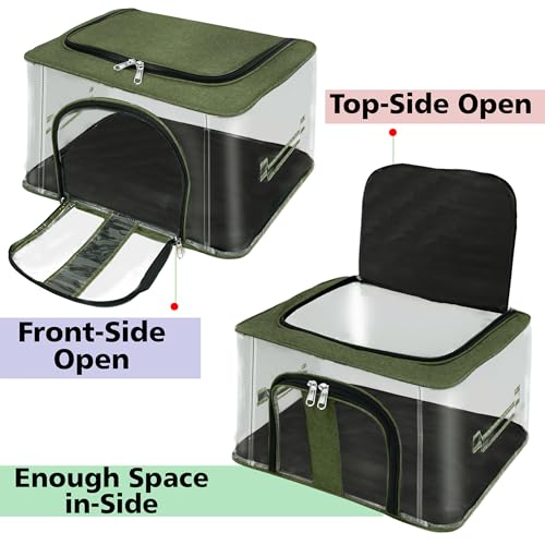 Image of Storite 5 Pack Nylon 33 L PVC Transparent Moisture Proof Storage box for Clothes Closet Wardrobe Organizer for Clothes Saree Bags with Carry Handle (DarkGreen, 44L x 31W x 24H cm)