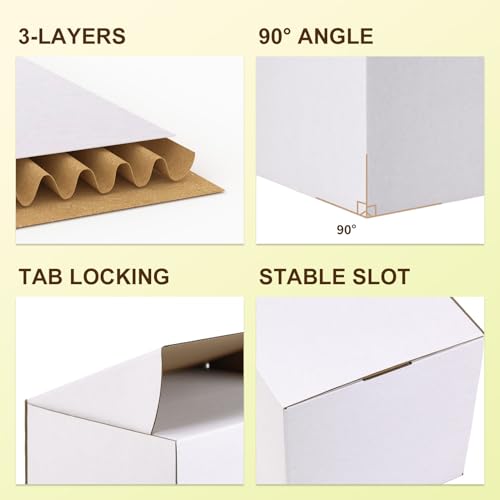 Image of WIFTREY 10X8X8 Shipping Box Set of 15, 10 x 8 x 8 Small White Corrugated Cardboard Mailer Box for Packing, Mailing, Small Business Shipping