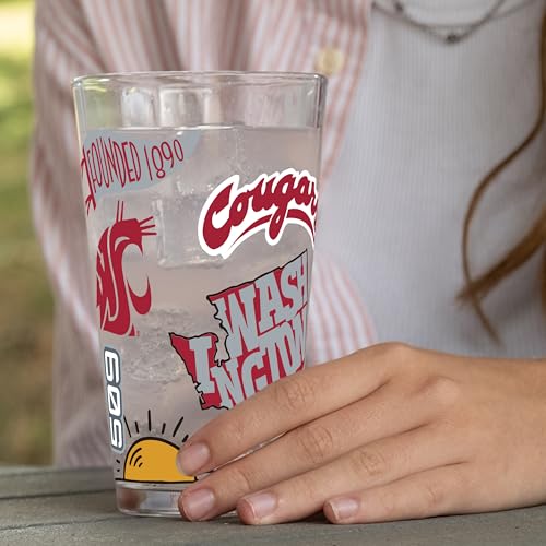 Image of Logo Brands NCAA 16 oz Pint Glass - Durable Glass With Bold Team Color- Chip-Resistant Rim Drinkware For Fans, Tailgates, Home Bars & Everyday Use