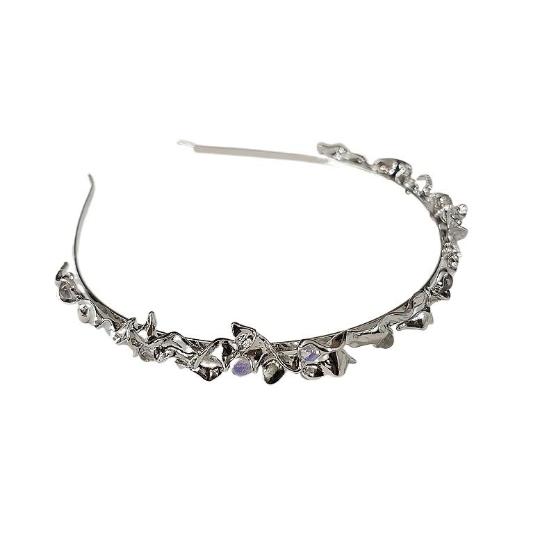 New Model Moonstone Metal Headband Woman Design Fold Affordable Luxury Sweet But Cool(white-Fruit peach5)