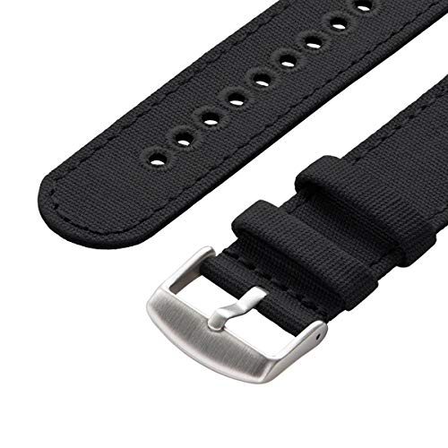 Archer Watch Straps - Canvas Quick Release Replacement Watch Bands (Black, 20mm)