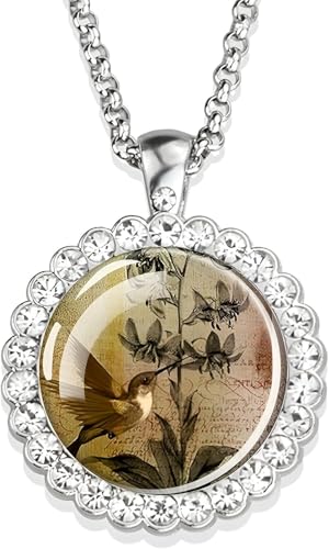Collier Colibri Argent Anti-Ternissement Chaîne Verre