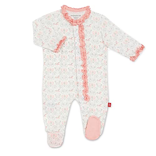 Image of Magnetic Me Footie Pajamas Soft Modal Baby Sleepwear with Quick Magnetic Fastener | Boys and Girls Sleeper Preemie-24 Months