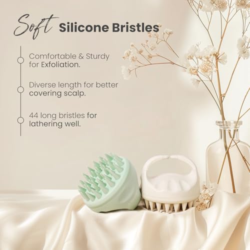 AIMIKE Kopfmassage Bürste, kopfmassage und stimulieren das Haarwachstum, Tiefenreinigende Kopfhaut Massagebürste， Reduziert Schuppen, Scalp Massager für Nass Trocken Haar(Grün)