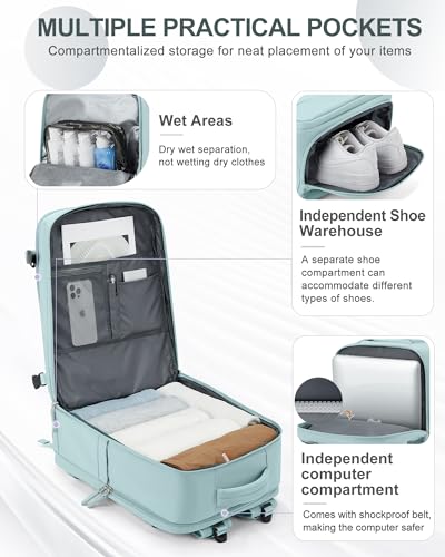 Image of coowoz Large Travel Backpack Carry On for Women Man Gym Backpacks with Laptop Compartment Mochila de Viaje Teacher Personal Item Backpack Rucksack Airplane Accessories Must Haves Blue