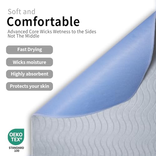 Image of Accompagner Incontinence Bed Pads Washable Waterproof, Ultra-Absorbent Reusable Underpads for Diaper Changing, Nursing, Bedridden, Adults, Seniors, Kids and Dogs (Pearl Gray, 36 inchx36 inch(Pack of 4))