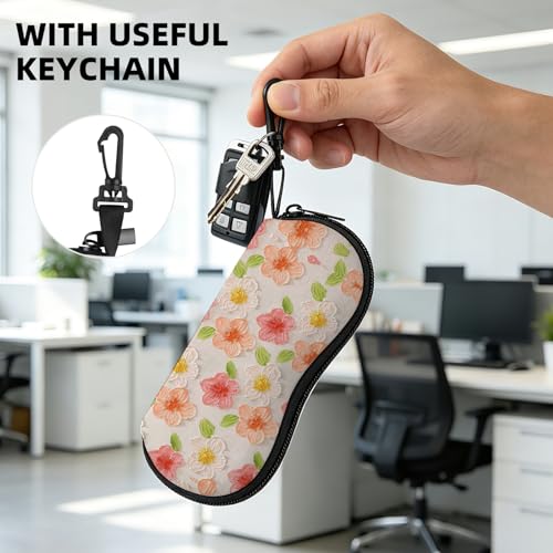 Image of Sunglasses Soft Case, Cute Ultra Light Portable Neoprene Zipper Eyeglass Glasses Case with Belt Clip for Men Women