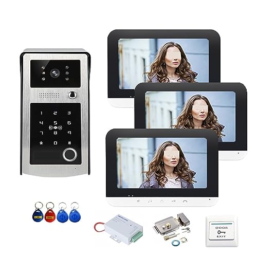 Timbre Cámara Intercomunicador IP con WiFi, Timbre De Vídeo Inteligente, Huella Dactilar, Contraseña Y RFID, Desbloqueo De Acceso A La Puerta, Sistema De Videoportero(C Kits)