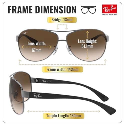 Image of Ray-Ban RB3386 Pilot Shaped Sunglasses for Men with Official RAYBAN Eyewear Kit