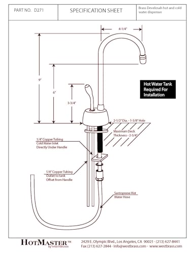 Image of Westbrass D271-NL-07 Velosah 9 inch 1-Handle Hot Water Dispenser Faucet (Tank sold separately), Satin Nickel