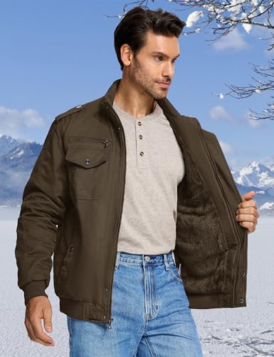 CRYSULLY Men's Winter Casual Thicken Multi-Pocket Outwear Jacket Coat With Removable Hood