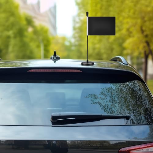 Otoolling 2 Pcs Black Magnetic Flags for Cars with Pole Magnetic Base Double-sided Flag for Truck Vehicle Decor Accessories Outdoor Using This to Find Your Car (4 X 6,11 H) - Thumbnail 4