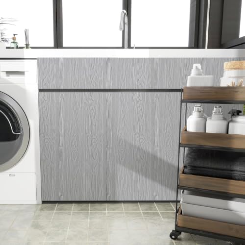 Image of HOME13 Wood Grain Wallpaper Peel and Stick Wood Contact Paper Self Adhesive Removable Thicken Wooden Wall Paper for Kitchen Cabinets Drawer Shelf Liner Waterproof(12x72 Inch, Grey Wooden)