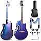 CAHAYA 41Zoll Leicht Carbonfaser Elektro-Akustikgitarre: Stilvolles Blau-Violett-Farbverlaufs-Finish Smart Gitarre mit Fichtendecke und eingebautem Piezo-Tonabnehmer - für Reisen und Zeigen CCF0396P