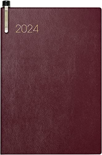 BRUNNEN Weekly calendar model 723 2024, 2 pages = 1 week, sheet size 7.6 x 11.2 cm, burgundy, bordeaux