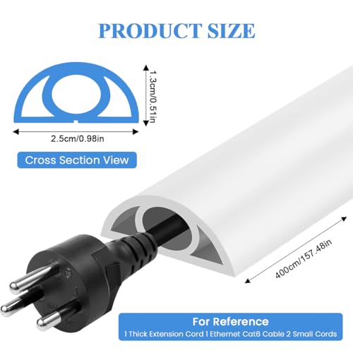 Image of Serplex 13 ft PVC Floor Cable Cover Cord Protector, 2.5cm Wide Self-Adhesive Cable Management Raceway Flexible Wire Protector Reuseable Cover for Floor Wire Protection & Trip Prevention