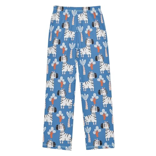 Boys' Pants Zebra Tree Blue Pattern Long Bottoms Jogger Pants Elastic Waist Trousers with Pockets S-XL