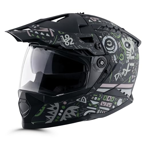 Image of Vega VF 11 Dirt-X Challenge Full Face Riding Helmet with Matte Shock Absorbing Shell, Aerodynamic Design, Ventilated Interior, Aggressive Racing Styling Dull Black Grey -M