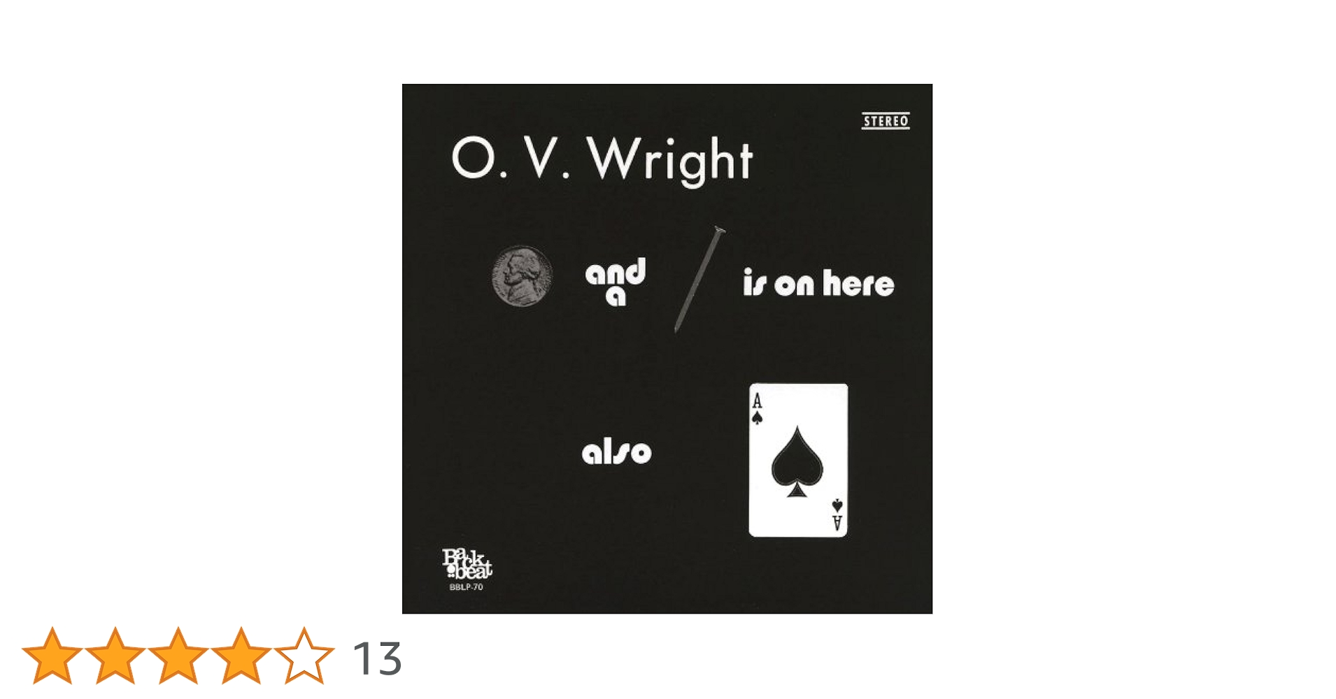 米LP O.V. Wright A Nickel And A Nail And Ace Of Spades BBLX70 BACK BEAT /00260 O. V. Wright – A Nickel And A Nail And Ace Of Spades – Vinyl