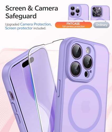 Image of FNTCASE for iPhone 14 Pro Max Case: [Compatible with Magsafe] Translucent Matte Cases with [Full Camera Protection] [Screen Protector] Military Grade Shockproof Protective Phone Cover - Light Purple