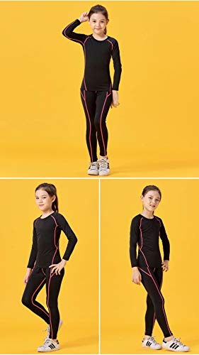 Girls Boys Compression Set Base Layer Athletic Leggings Kids Sports Shirts and Pant 2 Pcs Underwear4