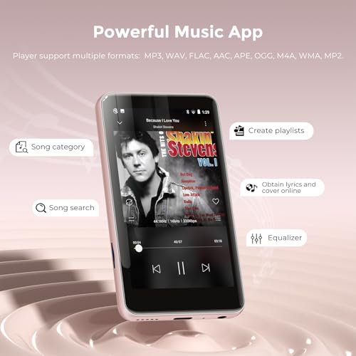 Image of innioasis Kids MP3 Player with Bluetooth, WiFi, 4.0 inch Touch Screen, Supports Spotify, Spotify Kids, Pandora, Apple Music, Deezer, Tidal, Parental Controls, Expandable Storage Up to 1TB (80GB, Pink)