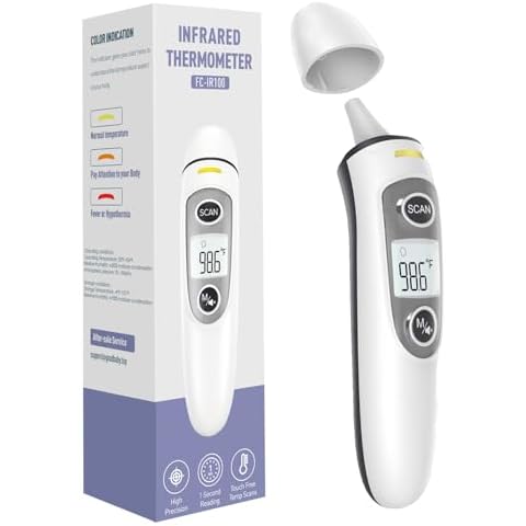 Ear Thermometer for Adults and Kids, Digital Accurate Ear and Forehead Thermometer with Fever Alarm, 1 Second Fast Result, FSA HSA Eligible, Easy to use, 2 in 1 Mode Cover