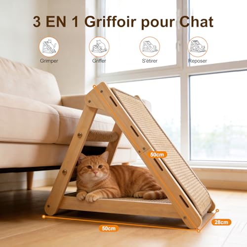 Protection canapé efficace via le meuble griffoir chat stable DONWEI - 3