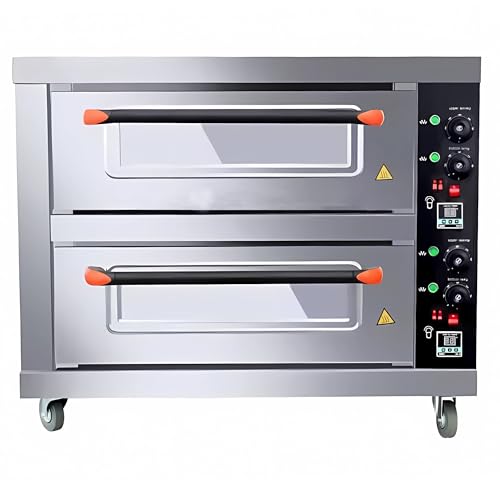 INTSUPERMAI Commercial Pizza Oven Double Deck Convection Oven 6400W 220V Commercial Cooker Double Electric Baking Ovens 20?-350? Heating range