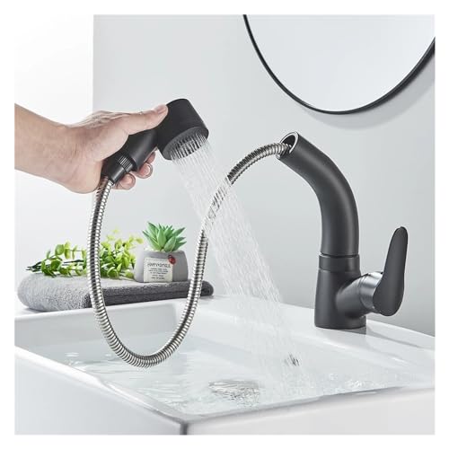 Mitigeur d'évier rotatif à 360 degrés avec douchette extractible et commande chaud-froid - 3