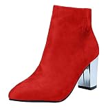 Frauen Chelsea WasserdichtThermo Fitness Schuhe Damen Klassische Stiefeletten Winterschuhe mit Schnürung und Reißverschluss Vintage Stiefele Sicherheitsschuhe Autowaschschuhe Gummistiefel Damen