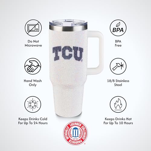 Image of The Memory Company Officially Licensed 40oz White Bling Game Day Tumbler, Texas Christian University