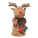 Smartfox Singendes tanzendes Rentier Reindeer Elch REH Red Nose Weihnachts Dekoration Figur mit Musik - 30cm