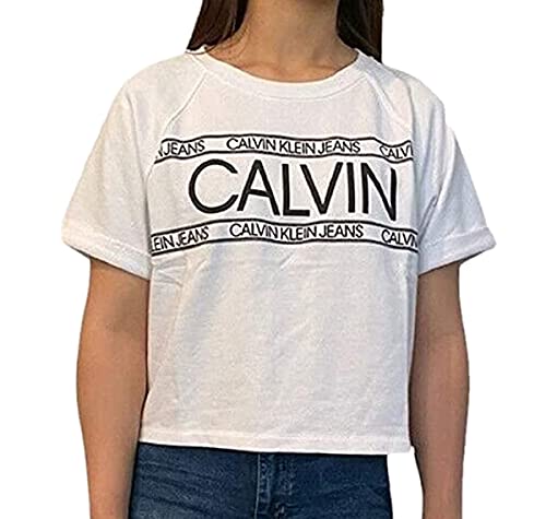 Calvin Klein Jeans Womens French Terry Logo Crop Top - White XX-Large