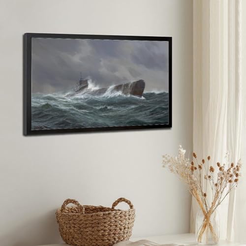 Tableau sous-marin U-Boot Adolf Bock 1943 avec cadre suspendu pour mur vide - 3