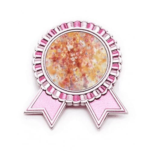 Broche rose peinture à l'huile en métal sculpté effet médaille