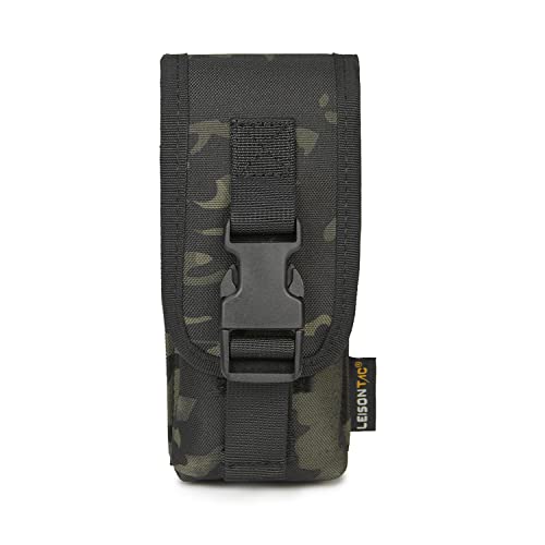 Leisontac Tactical Radio Holder Molle Radio Pouch Adjustable Storage Tools Case Fits Most Radios (Black Multicam) #TOP1