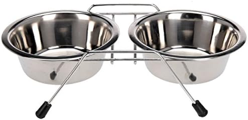 Stainless Steel PET Feeding Bowl Double Diner Dog CAT Food Station Water Dish