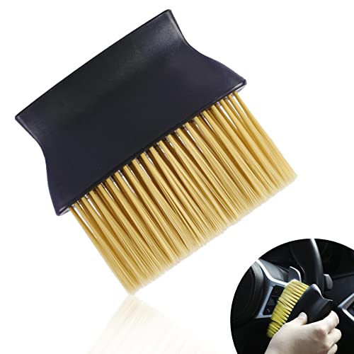 JQTOP Auto-Detailing-Bürste, Auto-Innenraum-Staubbürste, langes Haar breiter Griff, weiche Borsten, Detailing-Bürste, Staub-Werkzeug, Auto-Innen-Zubehör (gelb)