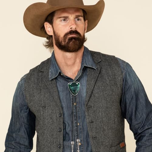 Image of Bolo Tie for Men Women Cowboy Turquoise Celtic Natural Tiger Eye Stone Longhorn Bull Western Leather Bolo Necktie