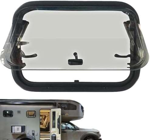 Rv Exit Window, Double Layer Acrylic Glass, Push Out Open Style with Screen & Sunshade, 20x20in Camper Trailer Window, 70° Opening Angle for Enhanced Ventilation